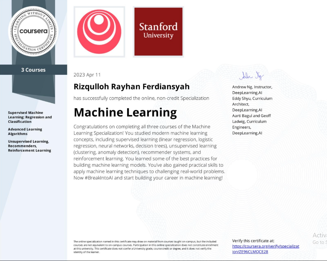Machine Learning Spesialisasi