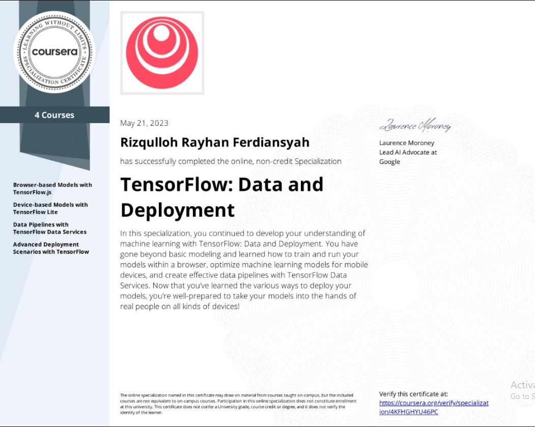 TensorFlow: Data and Deployment Spesialisasi